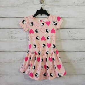 Dot Dot Smile Toddler Kids Dress Pink Hearts Yin Yang Drop Waist Size 2T